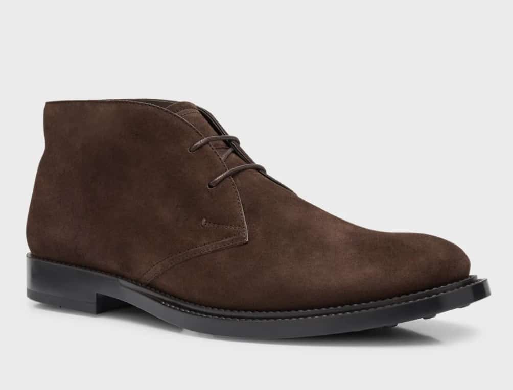 image of mens dessert suede chukka boots in color dark brown.