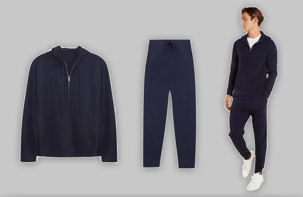 Man wearing navy sweatsuit