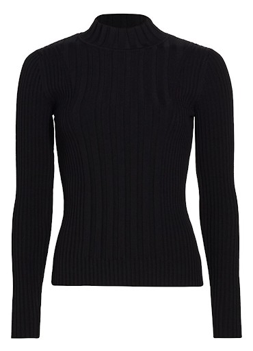 Shiv Roy From Succession Style Black Ribbed Stretch Knit Mock Turtleneck Sweater