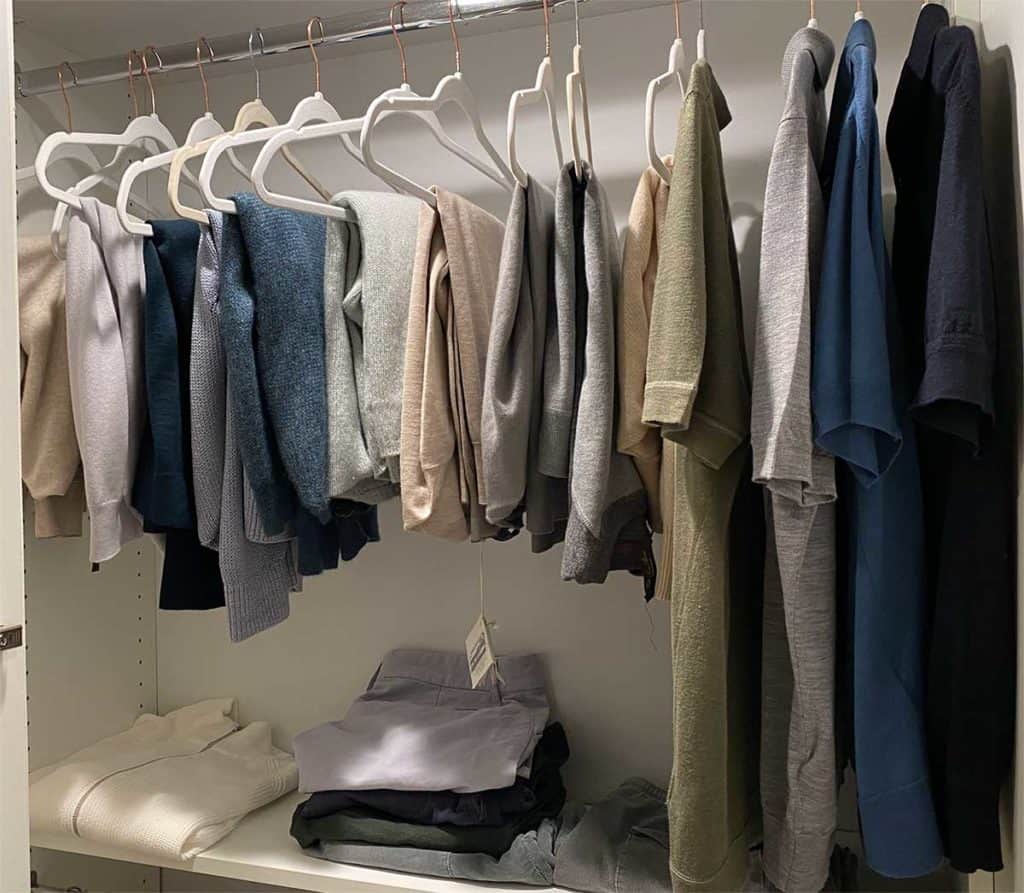 A Closet Full Of Men's Clothes For The West Coast