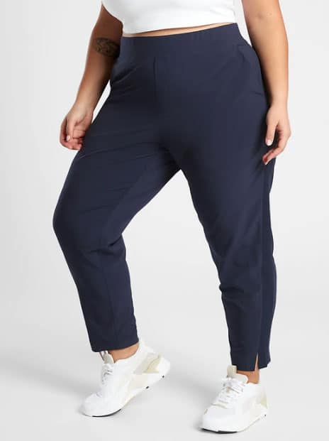 A Woman Wearing The Brooklyn Ankle Pant From Athleta As Part Of Her Post Pregnancy Wardrobe
