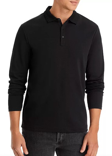 Michael Kors Long Sleeve Interlock Business Casual Polo Shirt