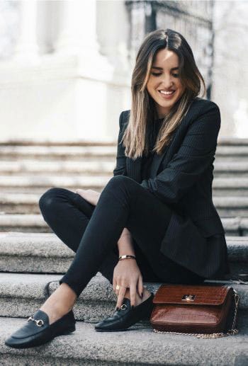 Woman CEO Wearing Black Loafers For Executive Image Style
