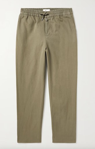 Mr P Cotton And Linen Blend Twill Drawstring Trousers For Mens Summer Pants