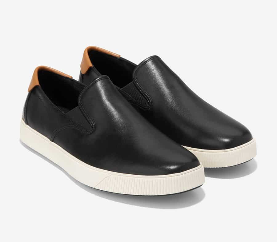 Cole Haan Slip On Black Leather Tech CEO Sneakers For Daytime
