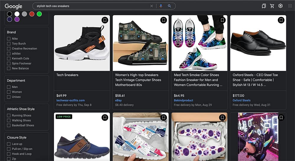 Tech CEOs Screenshot Shopping For Trendy Colorful Sneakers