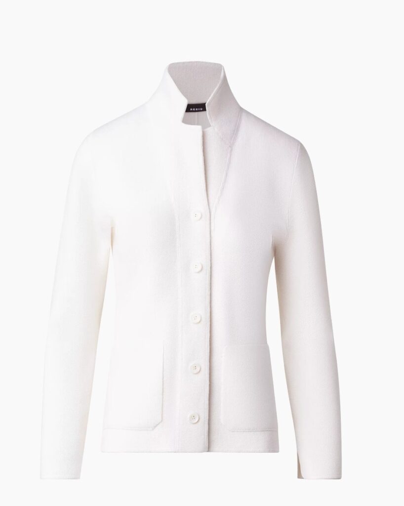 image of white knit top for packing for a business trip