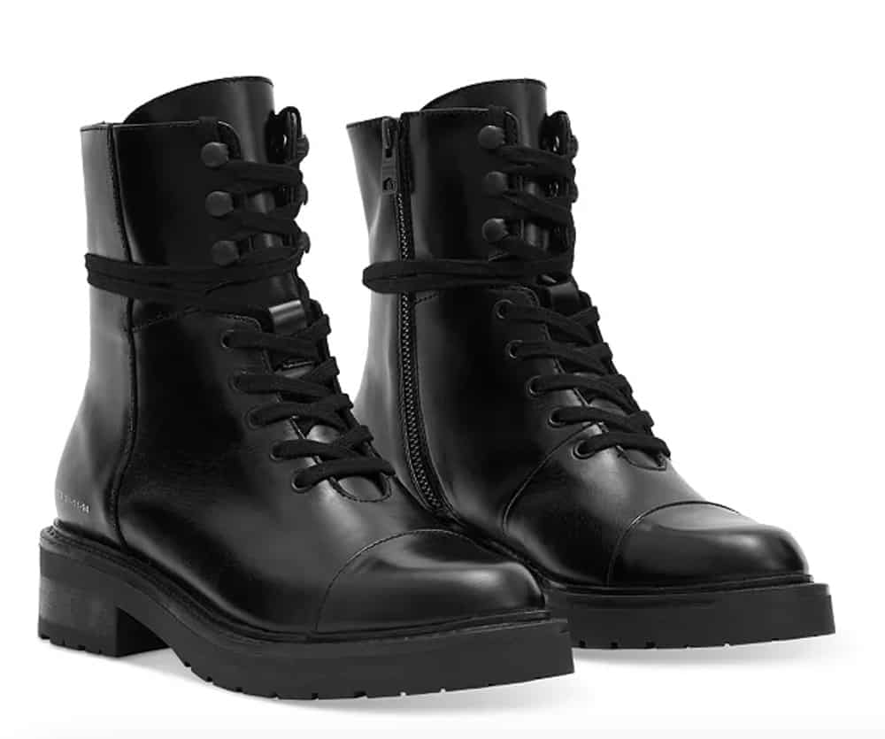 Wear These Black All Saints Flat Combat Boots In The Winter