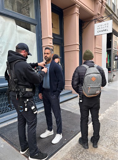 Ramit Sethi On The Set Of Netflix Show Getting Microphone Hooked Up