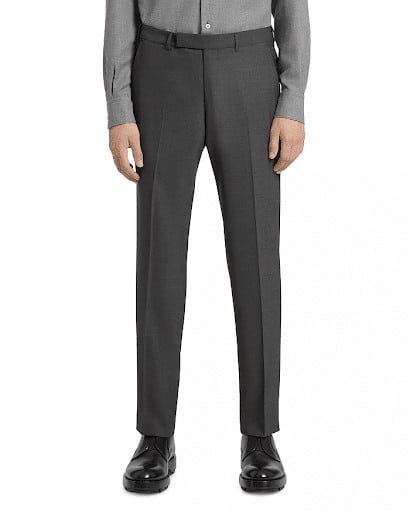 Image shows dark grey wool pants to show options for a business casual conference.