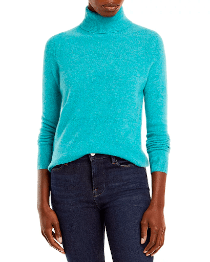 Bloomingdale's cashmere turtleneck for female CEO's winter closet 