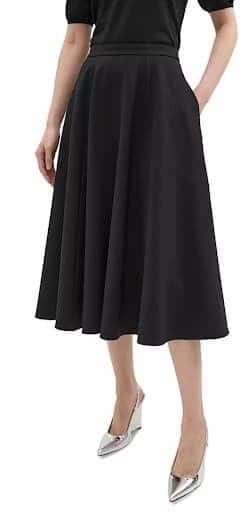 Summer skirt for business casual workwear, color navy blue.