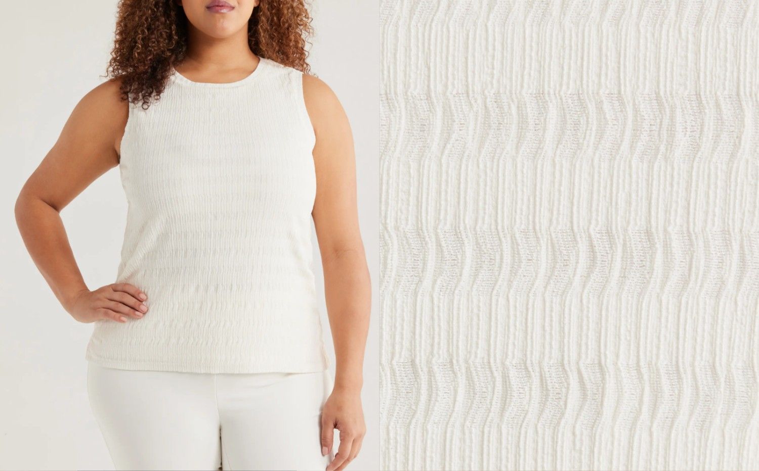 Image showing a white mid-size women's knitted blouse.