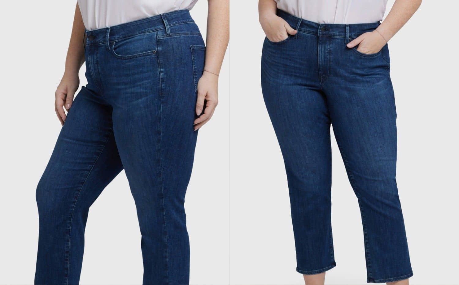 Image showing classic straight-cut jeans for business casual mid-size female frames.