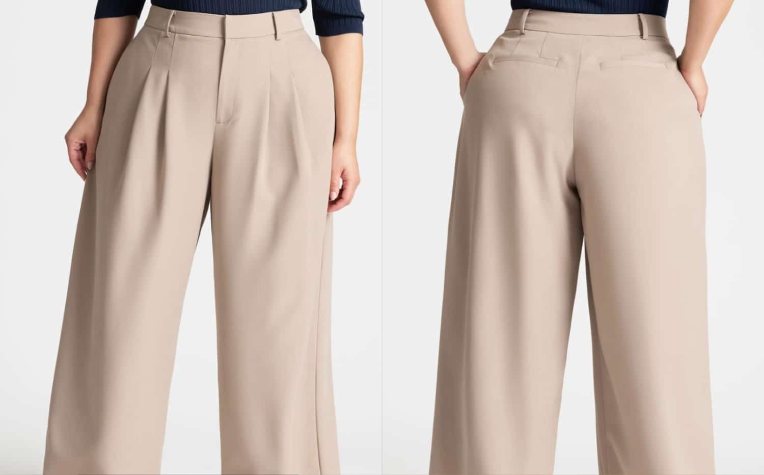 Wide-legged tan trousers