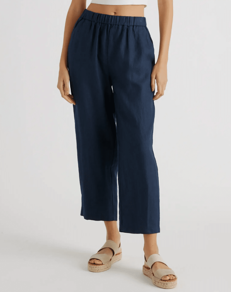 European linen pant color navy in a size small.