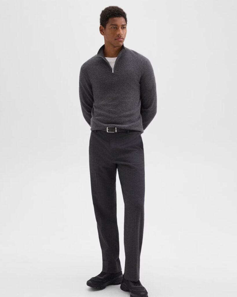 men's hilles quarter-zip sweater in a dark gray cashmere