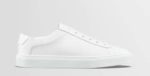 Image of the classic men's white sneakers, the Capri shoe from Koio