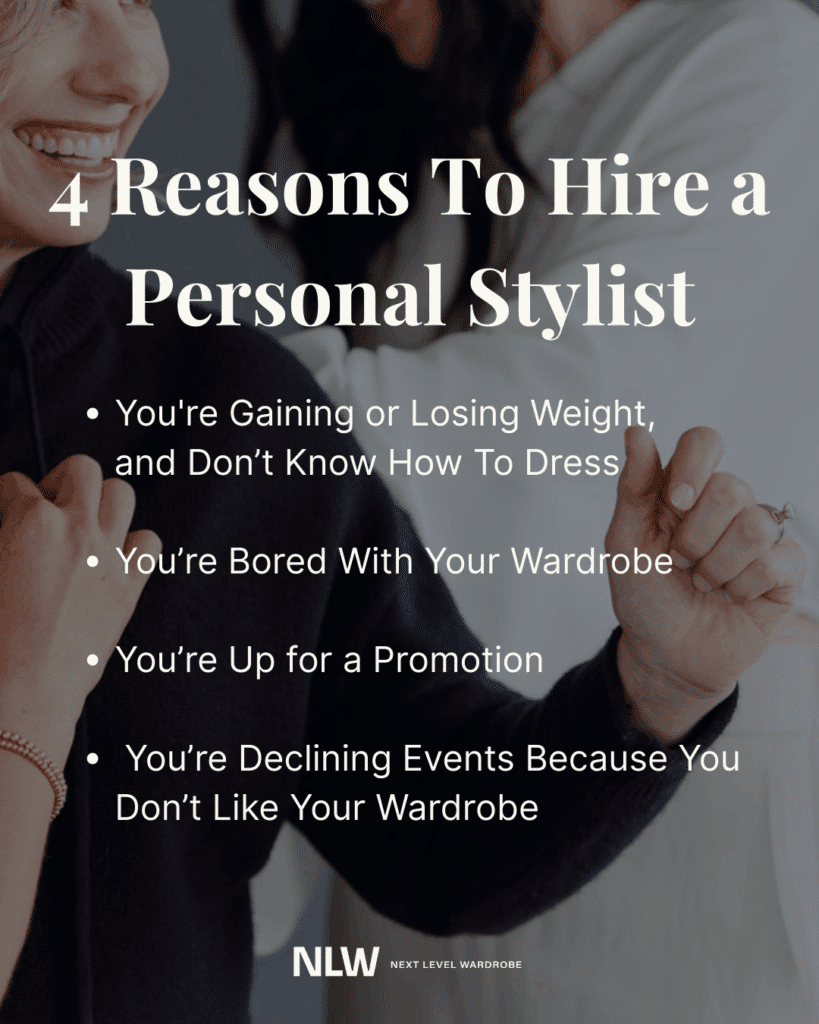 An infographic displaying 4 reasons who to hire a personal stylist in NYC.